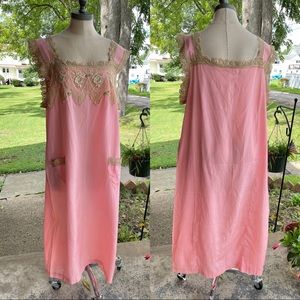 Vintage 1920s 30s Silk & Lace Nightgown